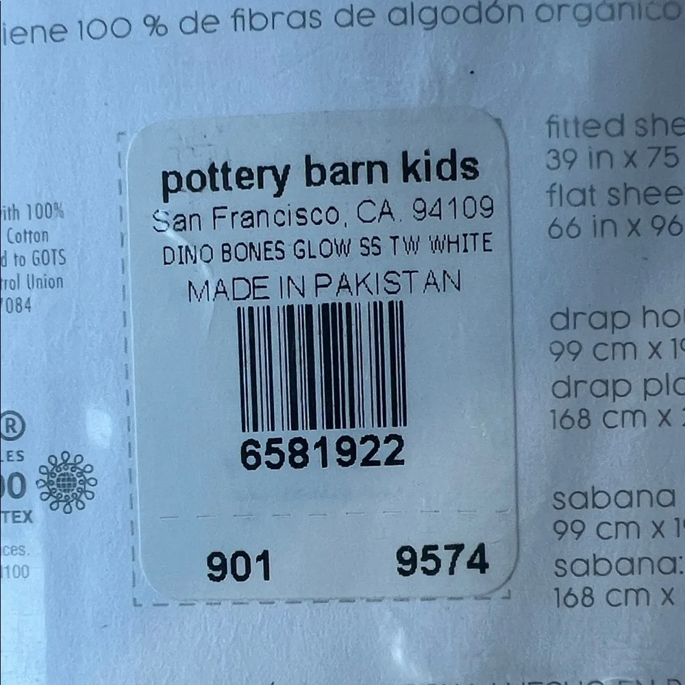 Pottery Barn Kids Blue Dino Bones Organic Sheet Set - Picture 7 of 7